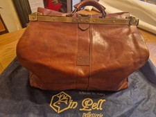 Vintage Italian Pell Valentina Large Whiskey Coloured Leather Gladstone Type Bag