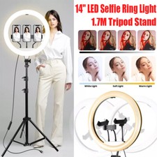 14'' LED Selfie Ring Light with Tripod Stand & 3x Cell Phone Holder Makeup Live