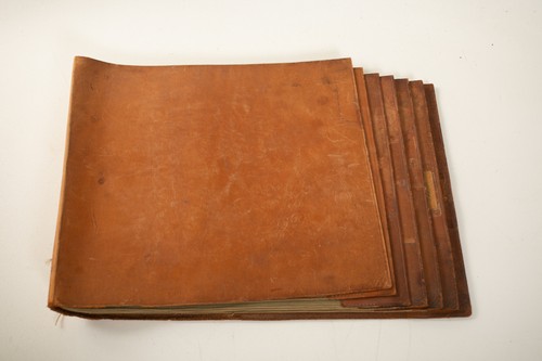 Old leather canvas folio - leather,