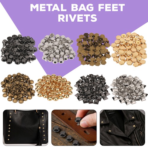 Metal leather bag feet - metal, studs