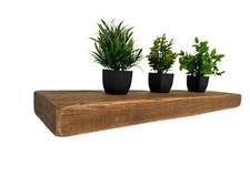 Wall Floating Shelf Chunky English Oak Colour Reclaimed Rustic Style Solid Wood