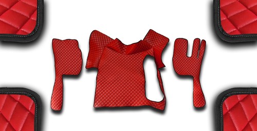 Red eco leather floor mats - red,