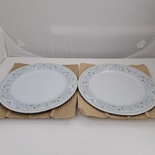 2x Vintage Crown Ming Princess Dinner Plates Floral Silver Rim Jian Shiang NEW!