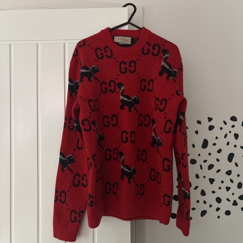 Gucci red skunk intarsia - red, gg