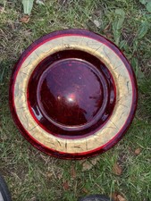 Red and Gold Glass Christmas Plate 21cm In Diameter Christmas Decoration