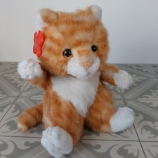 Russ Berrie Kitty Cat Plush Ginger Soft Toy Vintage Butterfly Plastic Tag