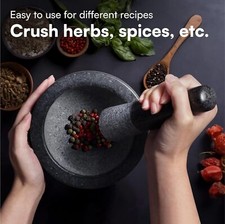Large pestle and mortar set - and,
