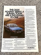 Rare Original Vintage 1981 Magazine Car Advert Art Picture Subaru GLF Ad