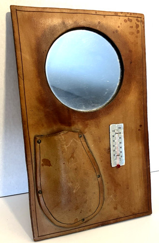 Vintage leather framed mirror - vintage,