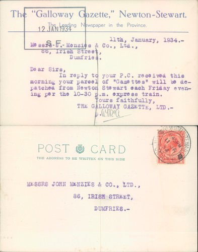 The galloway gazette letter - gazette,