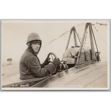 AVIATION Early Aviator HM Brock Flying at Hendon RP Postcard Unused