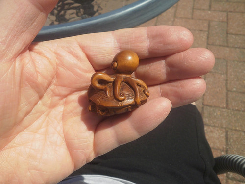 Hand carved wood netsuke - hand,