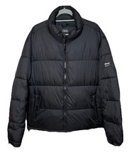 MENS ZARA BLACK BOMBER PUFFER