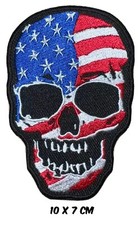 Embroidered American Flag Skull Sew or Iron on Patch Biker Patch