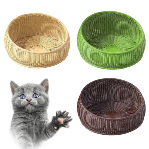 Wicker cat bed woven basket - wicker,