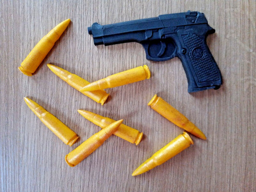 Edible handmade fondant gun - handmade,