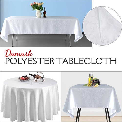 White damask tablecloth - white,