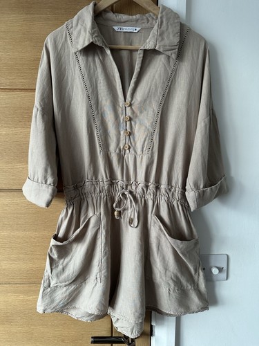 Zara linen blend playsuit - linen,