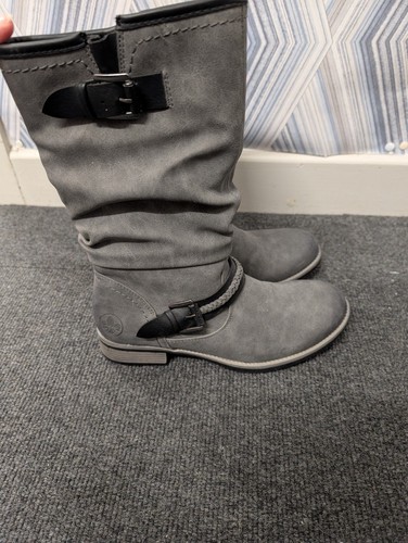 Rieker grey boots calf length - boots,