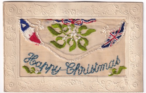Ww1 silk postcard happy - silk,