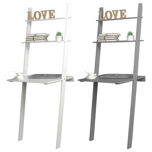 White grey ladder desk - white,