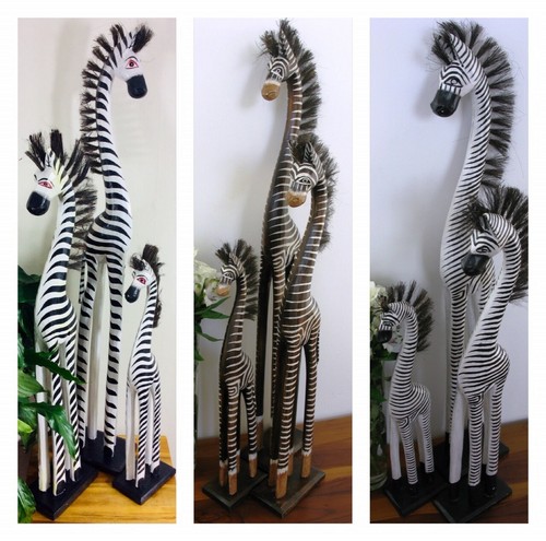 Wooden zebra statue ornament - wooden,