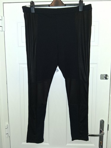 Black leggings with pvc - leggings,