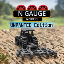 UNPAINTED- N Scale Gauge 1:148 Farm Tractor & Cultivator Plough (Field 1:160)