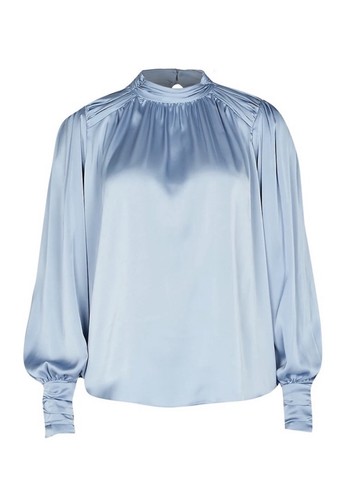 River island blue satin blouse - river,