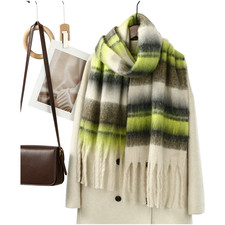Winter Warm Wrap Faux Cashmere Scarf Imitation Cashmere Material Striped Pattern