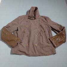 Timberland Rugged Jacket Womens 16 brown cord chore leather patches
