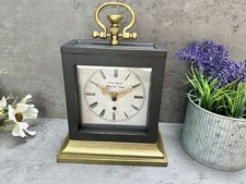 Black Wooden Mantel Desk Clock Roman Numerals Gold Base Hotel de Paris 16.5cm