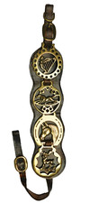 4 vintage horse brasses leather martingale Irish Harp Stag Hart Head in shoe