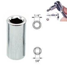 Square Drive 1/4" to 1/4" Socket Hex Bit Converter Holder - Adapter Only