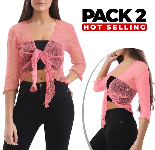 Womens tie open front shrug - tie, up