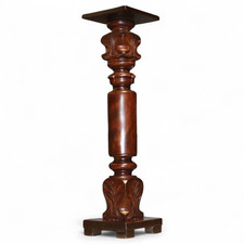 Early 20th Century Carved Mahogany Plant Stand / Pedestal Display Stand