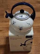 Villeroy & Boch Old Luxembourg Enamel Porcelain Whistling Stove Top Tea Kettle