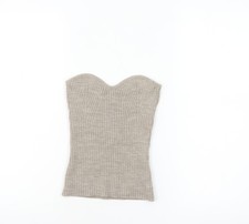 Topshop Women’s Beige Ribbed