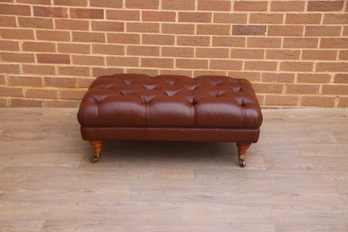Chesterfield leather ottoman - leather,