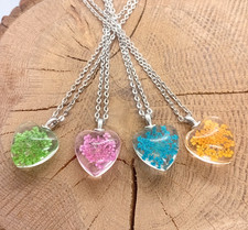 Glass Heart Pendant 18"