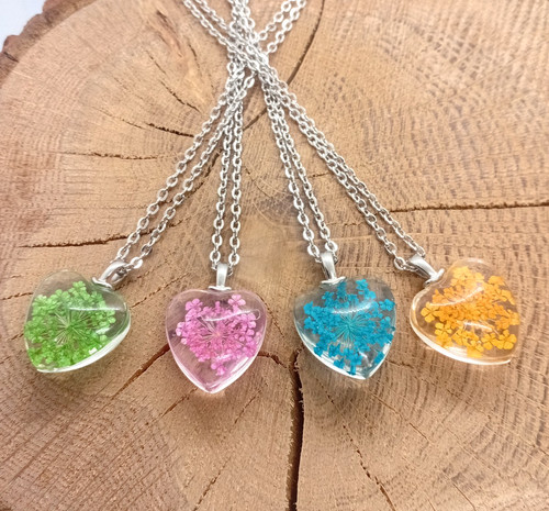 Glass heart pendant - heart, 18"
