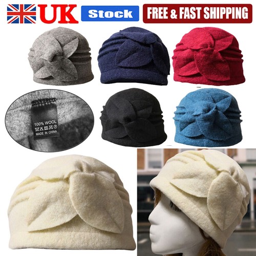Flower felt hat wool bucket - hat,