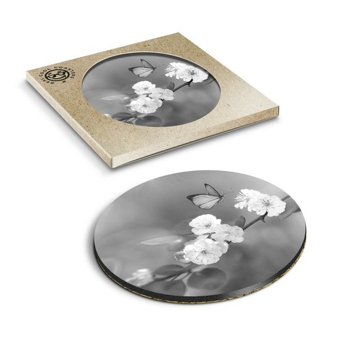 Boxed round coasters bw - round,