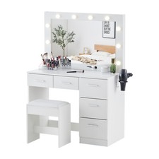Dressing Table With Drawers Mirror Stool Set Makeup Desk Vanity Table Bedroom