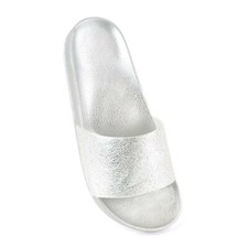 Ladies Designer Diamante Metallic Sliders Mule Flip Flops Summer Sandals Beach