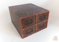 Vintage 1940's desktop 4 drawer card file / filing cabinet - Faux Crocodile