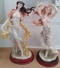 Pair Of Giuseppe Armani  Figurines Vintage Ladies Female Women Woman