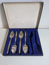Vintage Boxed 4 Oneida Community  Frostfire Dessert Spoons stainless steel 