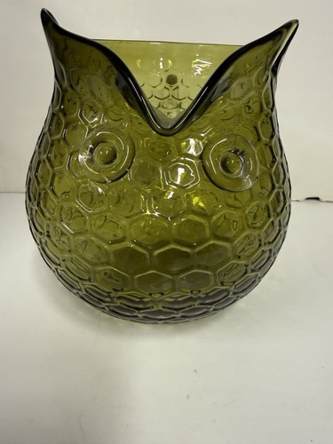 Handblown glass owl pitcher - glass,