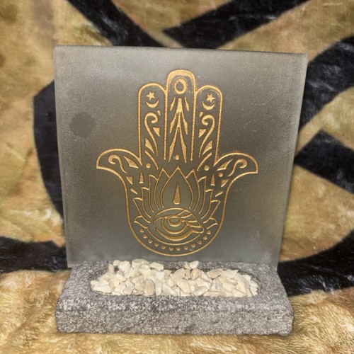 Frosted glass hamsa hand - frosted, zen